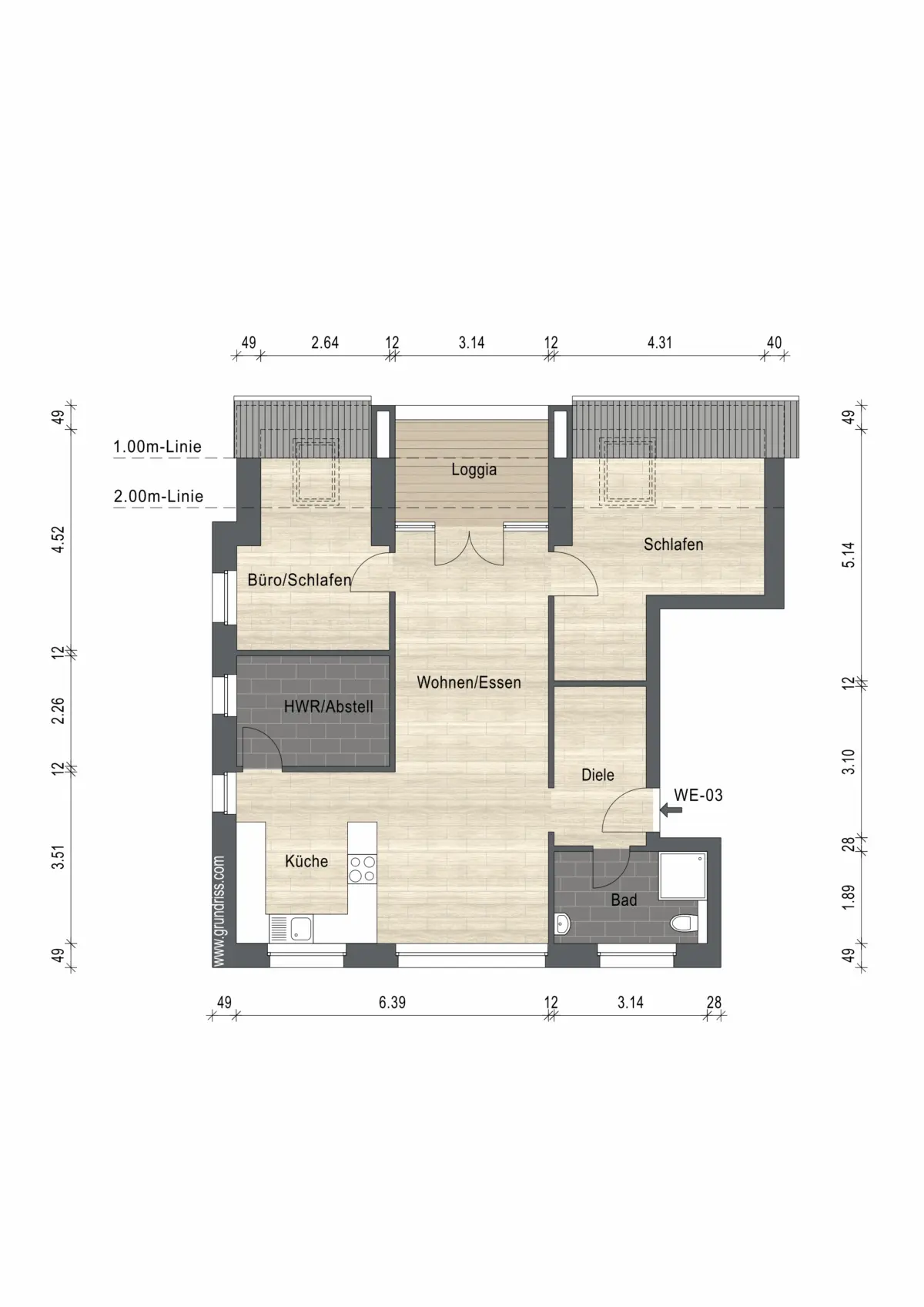 Grundriss Whg. 3