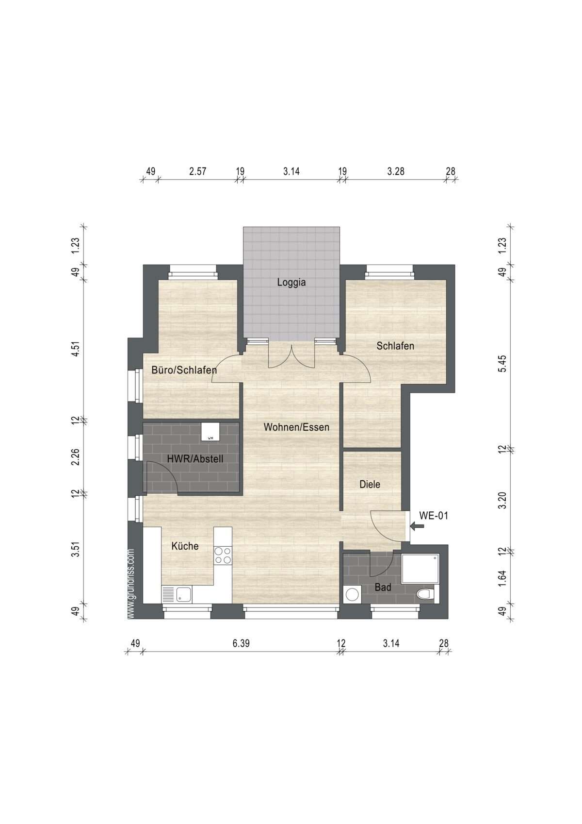 Grundriss Whg. 1